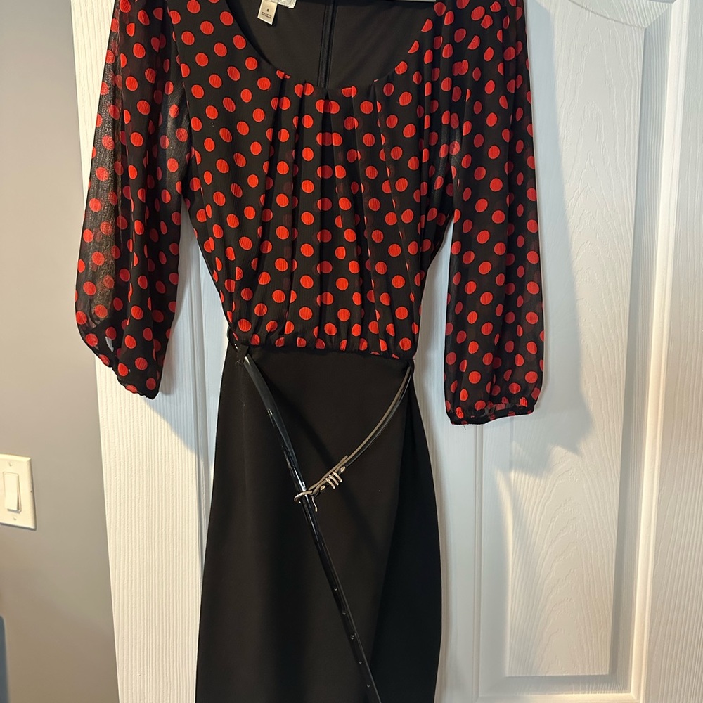 Dressbarn Black Dress with Red Dots